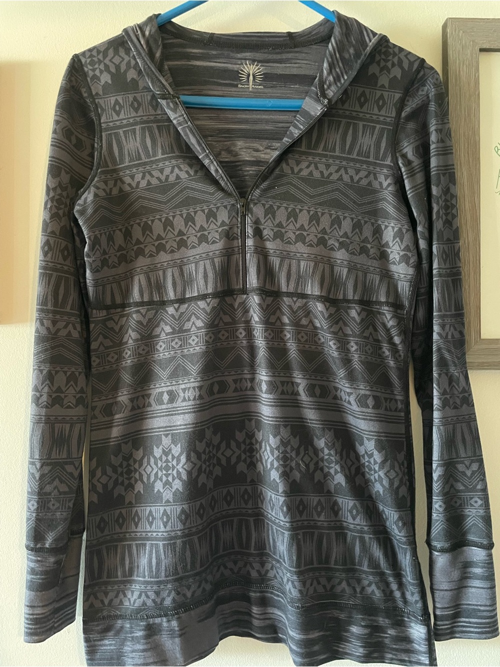 Snow Angel Half-Zip Hooded Pullover Tunic - Black & Charcoal